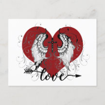 ラブハートとクロスバレンタインデー葉書