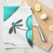 ラブハートとトンボターコイズ キッチンタオル (四つ折り)