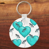 ラブハートとトンボターコイズ キーホルダー (正面)