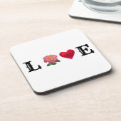 ラブハートとバラ花 コースター (左側)
