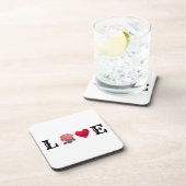 ラブハートとバラ花 コースター (右側)