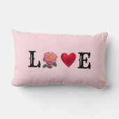 ラブハートとバラ花 ランバークッション (裏面)