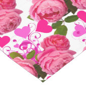 ラブハートとバラ/ピンクバレンタインデー ショートテーブルランナー (コーナー)