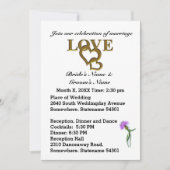 ラブハートとパープルティスル結婚式招待状 招待状 (正面)