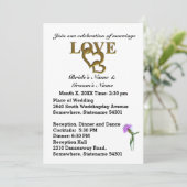 ラブハートとパープルティスル結婚式招待状 招待状 (スタンド正面)