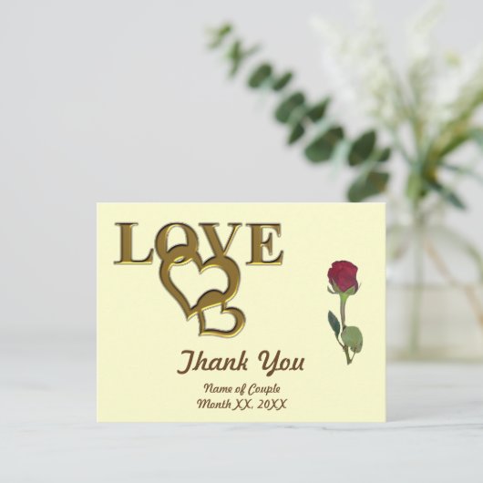 ラブハートとレッドローズありがとうポストカード ポストカード (スタンド正面)