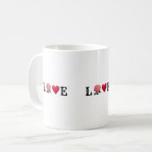 ラブハートとローズフラワー コーヒーマグカップ (正面左)