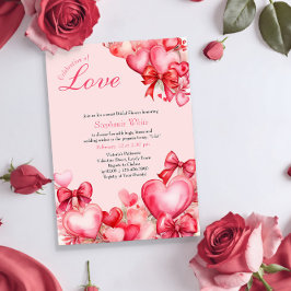 ラブハートと弓ブライダルシャワー招待 招待状