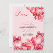 ラブハートと弓ブライダルシャワー招待 招待状 (正面)