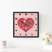 ラブハートと星 スクエア壁時計 (ホーム)