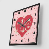 ラブハートと星 スクエア壁時計 (傾斜)