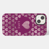 ラブハートのギラギラ模様 iPhoneケース (裏面横)