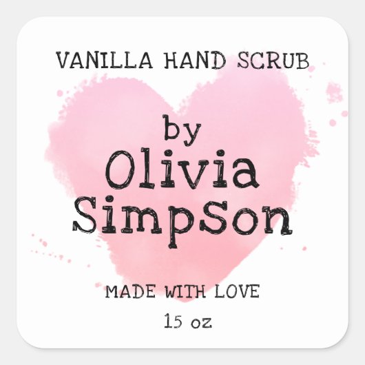 ラブハートの小さなビジネス カスタム スクエアシール (正面)