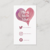 ラブハートの水彩画、愛を込めて作成 - ソーシャルリンク エンクロージャーカード (正面)