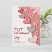 ラブハートはっきりしたスクリプトテラコッタピンクバレンタイン シーズンカード (スタンド正面)