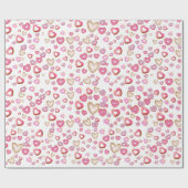 ラブハートは甘いペストリーピンクのバレンタイン ラッピングペーパー (フラット)