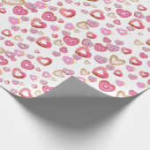 ラブハートは甘いペストリーピンクのバレンタイン ラッピングペーパー (角)