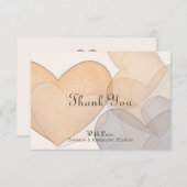 ラブハートアイボリー結婚スクリプト サンキューカード (正面/裏面)