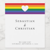 ラブハートアンドレインボー結婚ゲイ ワインラベル (シングルラベル)