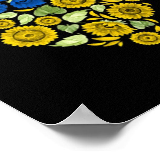 ラブハートウクライナサンフラワーウクライナ平和のためのU ポスター (角)