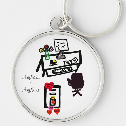 ラブハートオフィスデスク名 キーホルダー (正面)