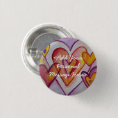 ラブハートカスタムパーソナライズされたボタンピン 缶バッジ (正面&裏面)