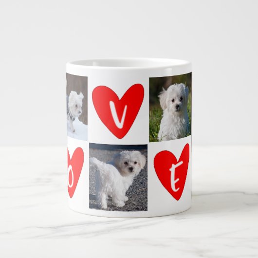 ラブハートカスタム5フォトコラージュバレンタイン ジャンボコーヒーマグカップ (正面)