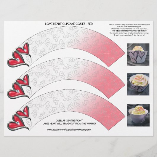 ラブハートカップケーキコージー – 赤 (正面)