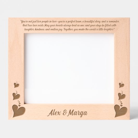 ラブハートカップル記念日ギフト木彫り レーザー彫刻フレーム (正面)