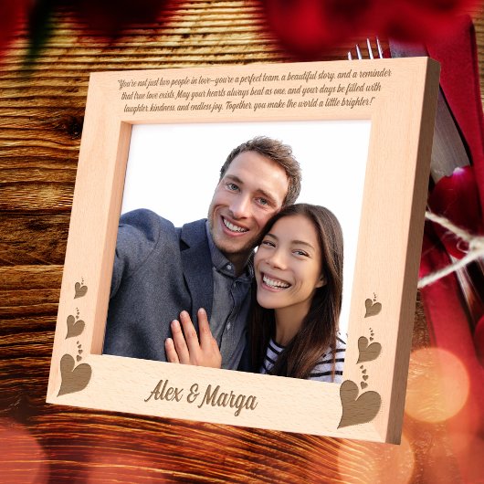 ラブハートカップル記念日ギフト木彫り レーザー彫刻フレーム