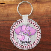 ラブハートキャットキーチェーン キーホルダー (正面)