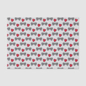 ラブハートグレーと赤ギフトティッシュペーパー 薄葉紙 (正面)