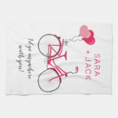 ラブハートサイクリックスバレンタパーソナライズされたンカスタム キッチンタオル (横)