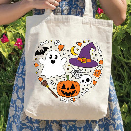 ラブハートシェイプ不気味ハロウィーンのキープサケ女性 トートバッグ