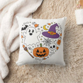 ラブハートシェイプ私たちの最初のハロウィンファミリーニューホーム クッション (ブランケット)