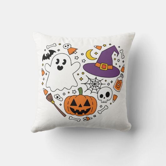 ラブハートシェイプ私たちの最初のハロウィンファミリーニューホーム クッション (裏面)