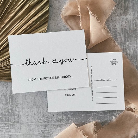 ラブハートシンプルブライダルシャワー結婚ズサンキュー ポストカード