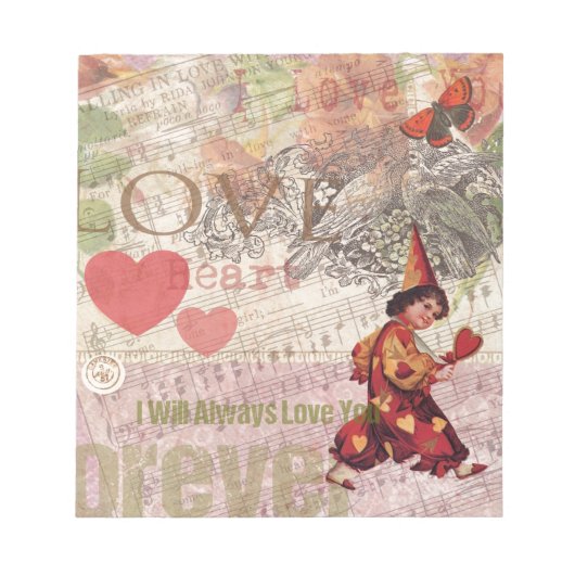 ラブハートスウィーテアートヴァレンタインチェルブ ノートパッド (正面)