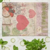 ラブハートスウィートバレンタインケルブ キッチンタオル (折り畳み)