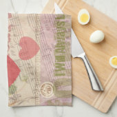 ラブハートスウィートバレンタインケルブ キッチンタオル (四つ折り)