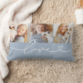 ラブハートスクリプトシャンベイカスタム3フォトコラージュ ランバークッション (ブランケット)