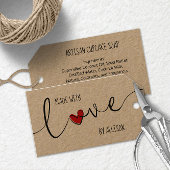 ラブハートスクリプトタイポグラフィー 手作りの愛の力で作成 ギフトタグ