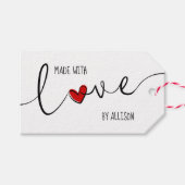 ラブハートスクリプトタイポグラフィー 手作りの愛の力で ギフトタグ (正面(横))