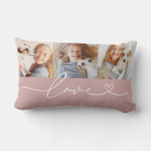 ラブハートスクリプトバラピンクカスタムの3 Photo Collage ランバークッション (裏面)