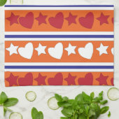 ラブハートスターストライプズ キッチンタオル (折り畳み)