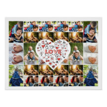 ラブハートセンターピース付き28枚写真コラージュフレーム