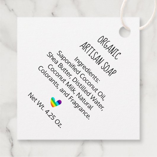 ラブハートタイポグラフィー 手作りの愛を込めたギフトタグ フェイバータグ (裏面)