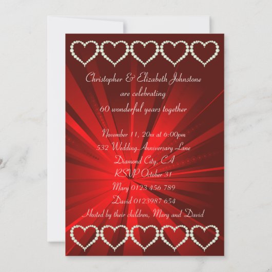 ラブハートダイヤモンド記念日パーティー 招待状 (裏面)