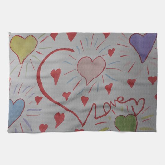ラブハートティータオル キッチンタオル (横)