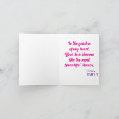 ラブハートテディベアとバラバレンタインデー カード (内部)